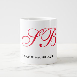 Monogram Initials Name Plain Modern Minimalist Large Coffee Mug