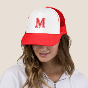 Monogram Initials Name Red Mother's Day gift Trucker Hat