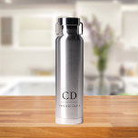 Monogram initials name simple black letters water bottle<br><div class="desc">Personalise and add your monogram initials,  letters and full name. Black letters.</div>