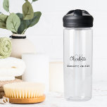 Monogram initials name simple black letters water bottle<br><div class="desc">Personalise and add your first name,  monogram initials,  letters and full name. Black and grey letters.</div>