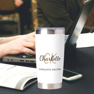 Monogram initials name simple insulated tumbler