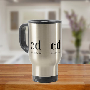 Monogram initials name travel mug