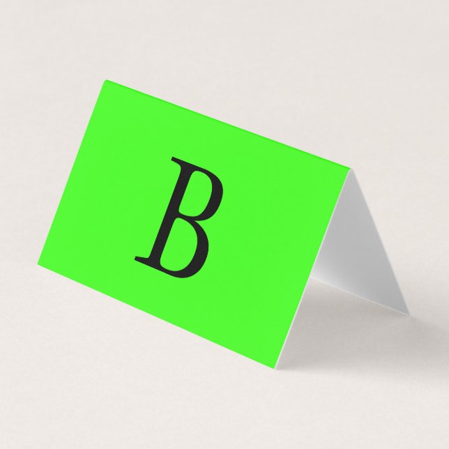 Monogram Initials Neon Green Bright Colourful Cool Business Card (Front)