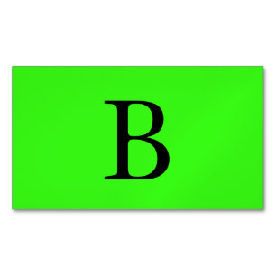 Monogram Initials Neon Green Bright Colourful Cool Magnetic Business Card