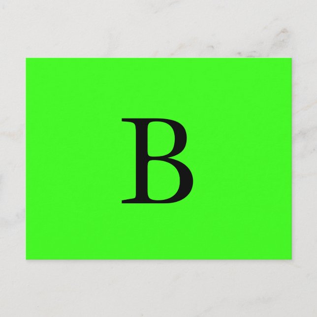 Monogram Initials Neon Green Bright Colourful Cool Postcard (Front)