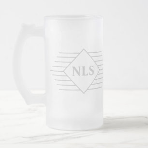 Monogram Initials on a  Frosted Glass Beer Mug