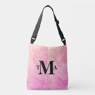Monogram Initials Pink Watercolor Crossbody Bag