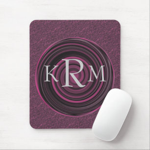 Monogram Initials Plum Swirls Personalised Mouse Mat