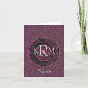 Monogram Initials Plum Swirls Personalised Note Card