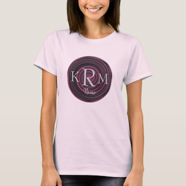 Monogram Initials Plum Swirls Personalised T-Shirt (Front)