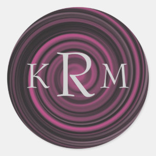 Monogram Initials Plum Swirls Sticker