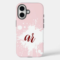 Monogram Initials Powder Pink White Splatter Girly