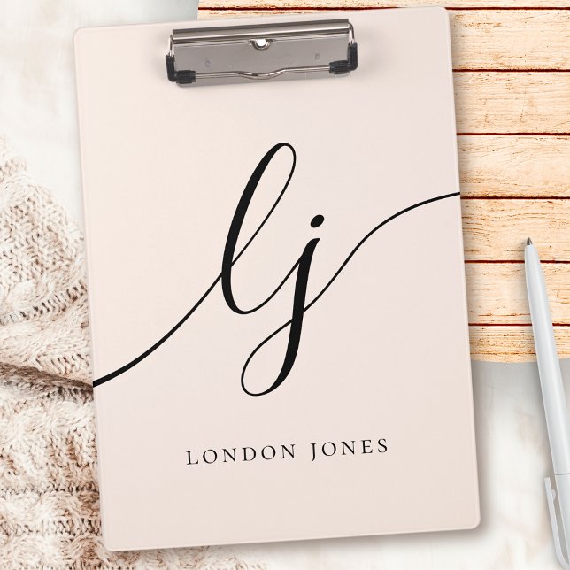 Monogram Initials Professional Minimal Script Name Clipboard (Creator Uploaded)