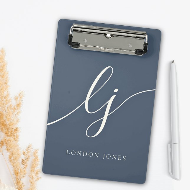 Monogram Initials Professional Minimal Script Name Mini Clipboard (Creator Uploaded)