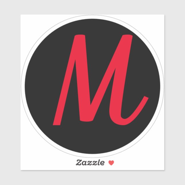 Monogram Initials Red Bold Custom Name Black Cool (Sheet)