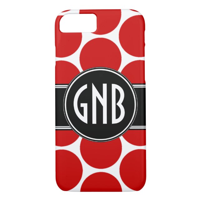 MONOGRAM INITIALS RED POLKA DOTS Case-Mate iPhone CASE (Back)