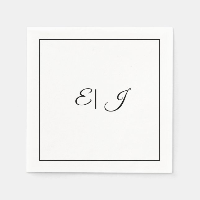 Monogram Initials Retro Script Elegant Wedding Napkin (Front)