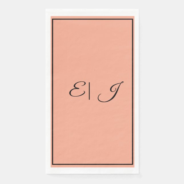 Monogram Initials Retro Script Orange Cool Wedding Napkin (Front)