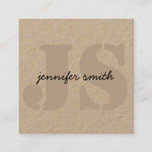 Monogram Initials Rustic Brown With Social Media Square Business Card