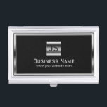 Monogram Initials Silver Framed Professional Dark Business Card Holder<br><div class="desc">Monogram Initials Silver Framed Professional Business Card Holder.</div>