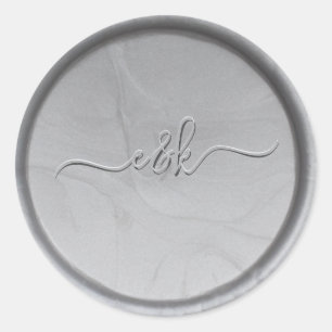 Monogram Initials Silver Wax Seal Sticker