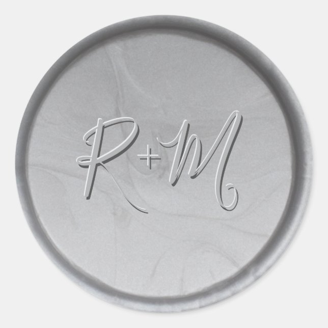 Monogram Initials Silver Wax Seal Sticker (Front)