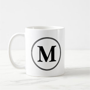 Monogram initials simple black and white coffee mug