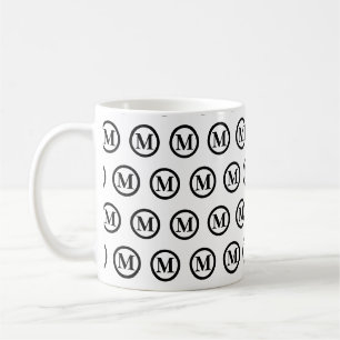 Monogram initials simple black and white coffee mug