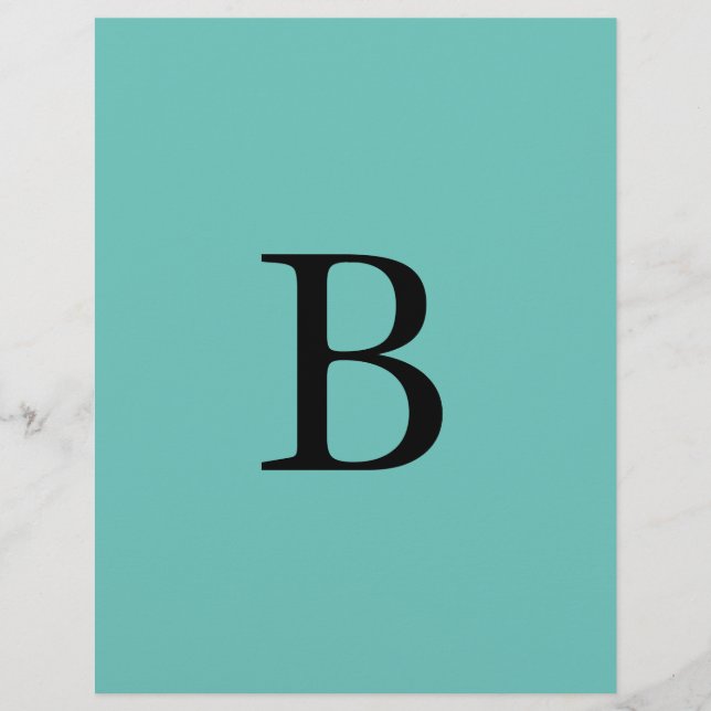 Monogram Initials Teal Blue Colourful Custom Name Letterhead (Front)