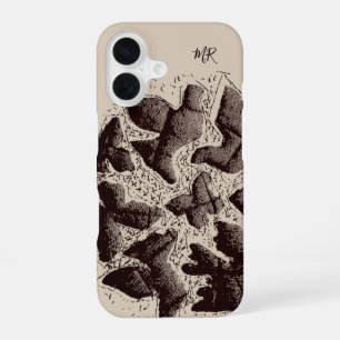 Monogram Initials Vintage Retro Hand Drawn Bird iPhone 16 Case