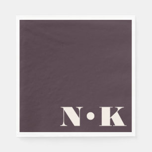 Monogram Initials Winter Plum Custom Wedding Napkin