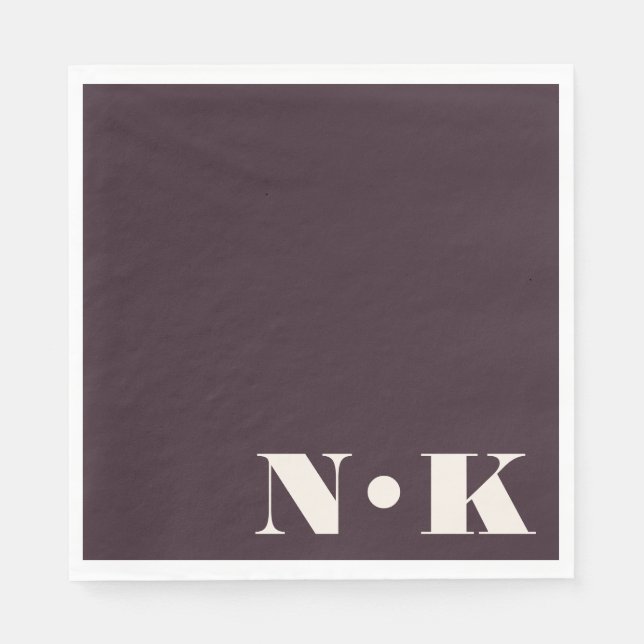 Monogram Initials Winter Plum Custom Wedding Napkin (Front)