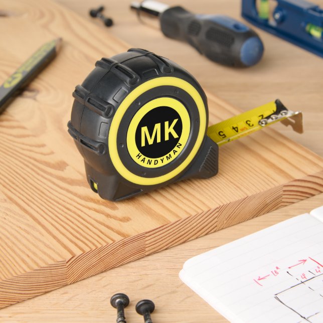 Monogram Initials Yellow Black Handyman Business  1 (Woodwork)