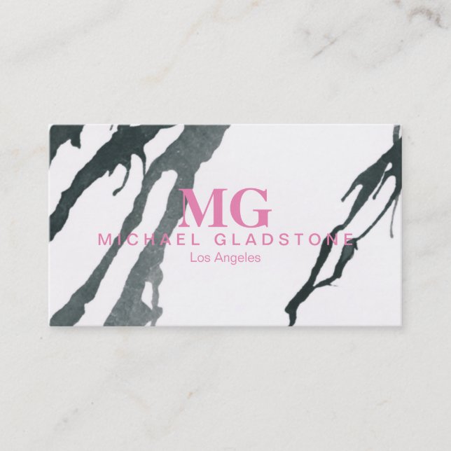Monogram Ink Variation (pink) Business Card (Front)