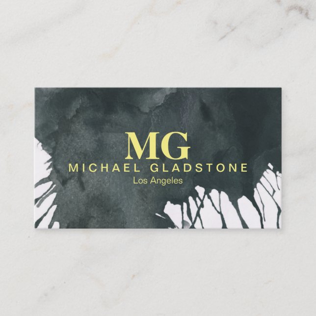 Monogram Ink (yellow) Business Card (Front)