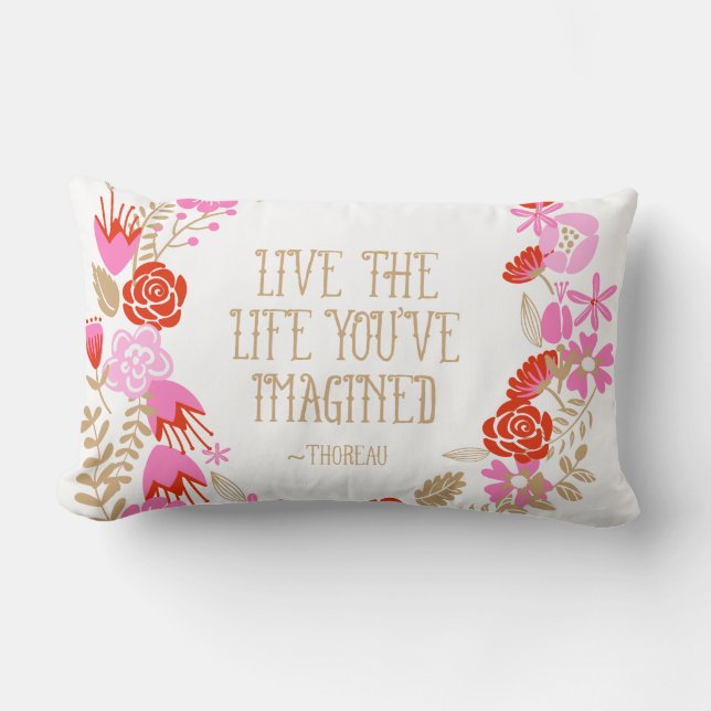 Monogram Inspiration Live Life Imagined Quote Lumbar Cushion (Front)