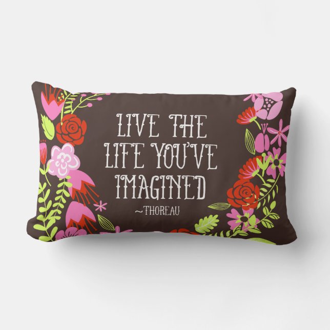 Monogram Inspiration Live Life Imagined Quote Lumbar Cushion (Front)