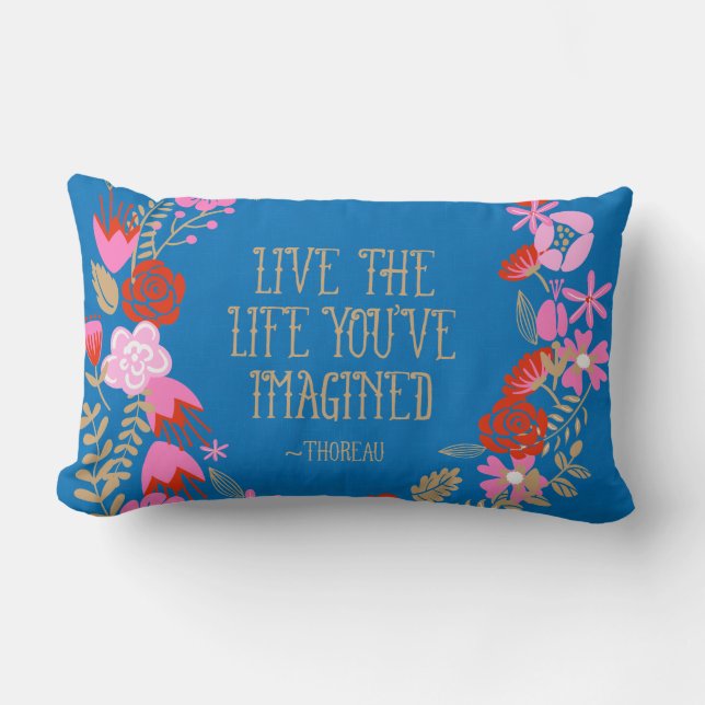 Monogram Inspiration Live Life Imagined Quote Lumbar Cushion (Front)