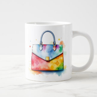 Monogram Inspired Watercolor Bag Large Coffee Mug