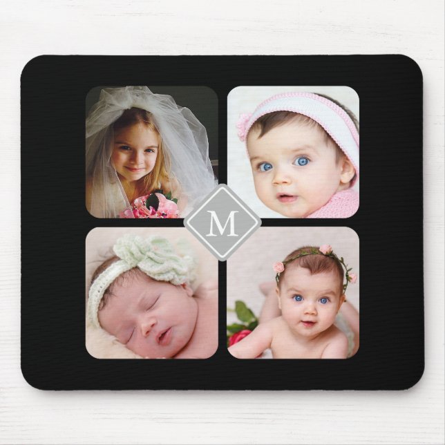 Monogram Instagram Photo Collage Custom Mouse Mat (Front)