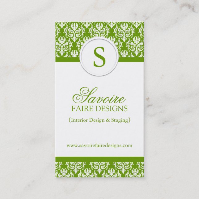 Monogram Interior Decorator Business Cards (Front)