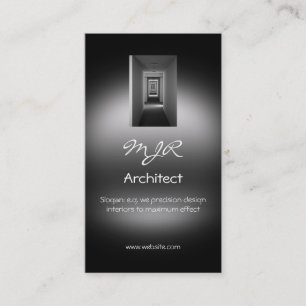 Monogram, Interior Design Architect, metallic-look Business Card
