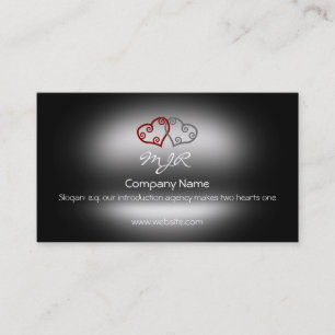 Monogram, Intertwined Hearts, metallic-effect Business Card