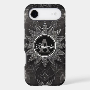 Monogram Intricate Black and White Floral Mandala