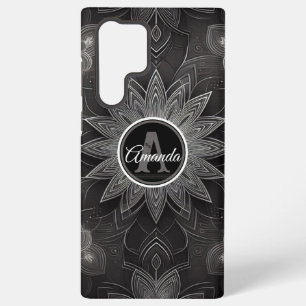 Monogram Intricate Black and White Floral Mandala Samsung Galaxy Case
