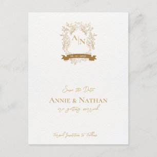 Monogram Intricate Ornate Design Frame Wedding Announcement Postcard