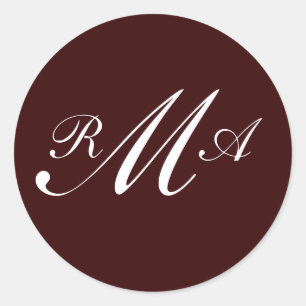 Monogram Invitation Seal Brown and White