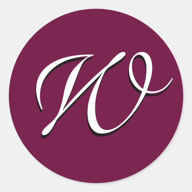 Monogram Invitation Sticker Customizable_wine_W (Front)