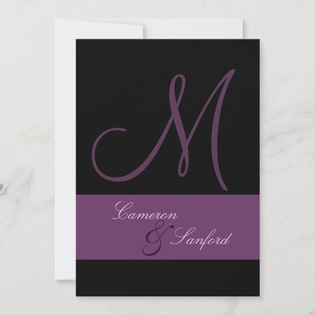 Monogram/Invitations/plum/black Invitation (Front)