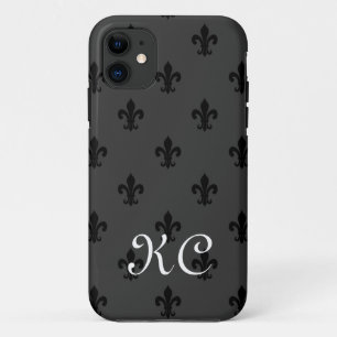 Monogram iPhone 11 case with fleur de lis pattern